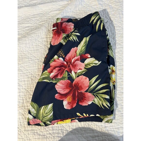Abercrombie Fitch Mens Swimsuit Medium Navy Pink Floral Hawaiian Board Shorts - Picture 12 of 12
